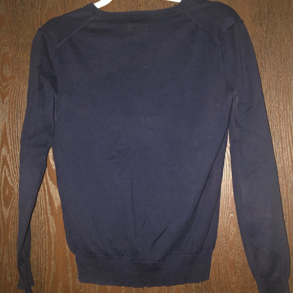 Polo Ralph Lauren navy Pima cotton v-neck top size S - Picture 3 of 3